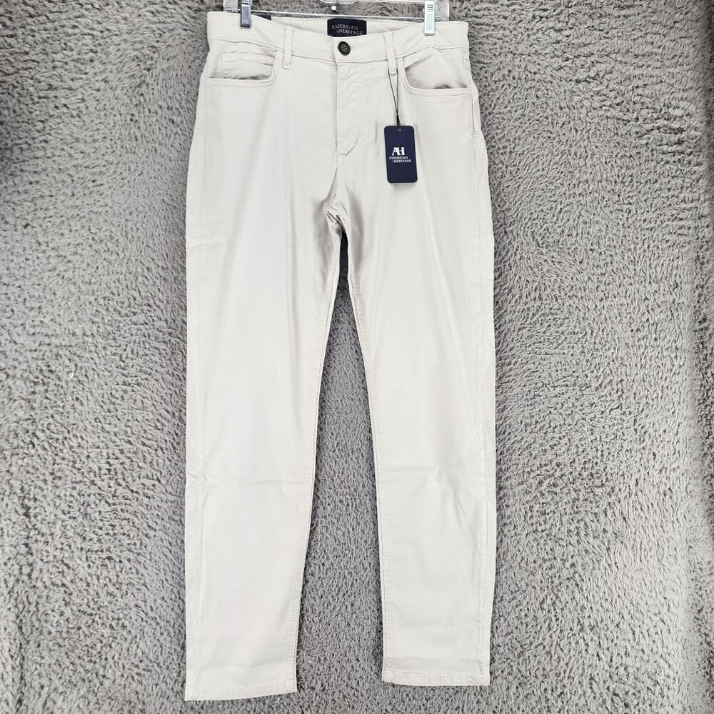 American Heritage Jeans Mens 34x32 Beige Stretch Mid Rise Slim Fit *NWT*